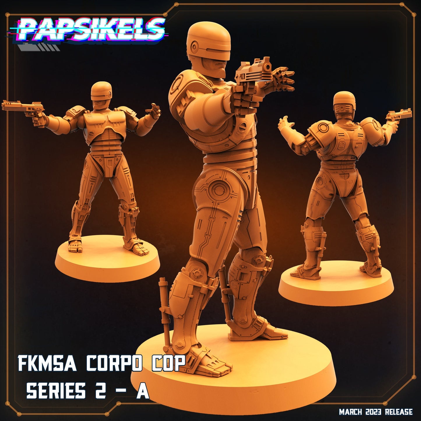 Series 2 Corpo Cop A Robot - 32mm Scale Miniature | RPG | Sci fi | Cyberpunk | Role Playing | Papsikel