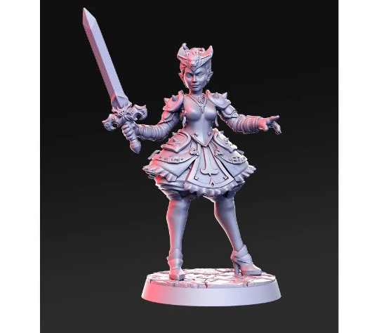 Destiny Pinup Warrior - 32mm Scale DnD Miniature | Dungeons and Dragons | JRPG Mini - RN Estudio