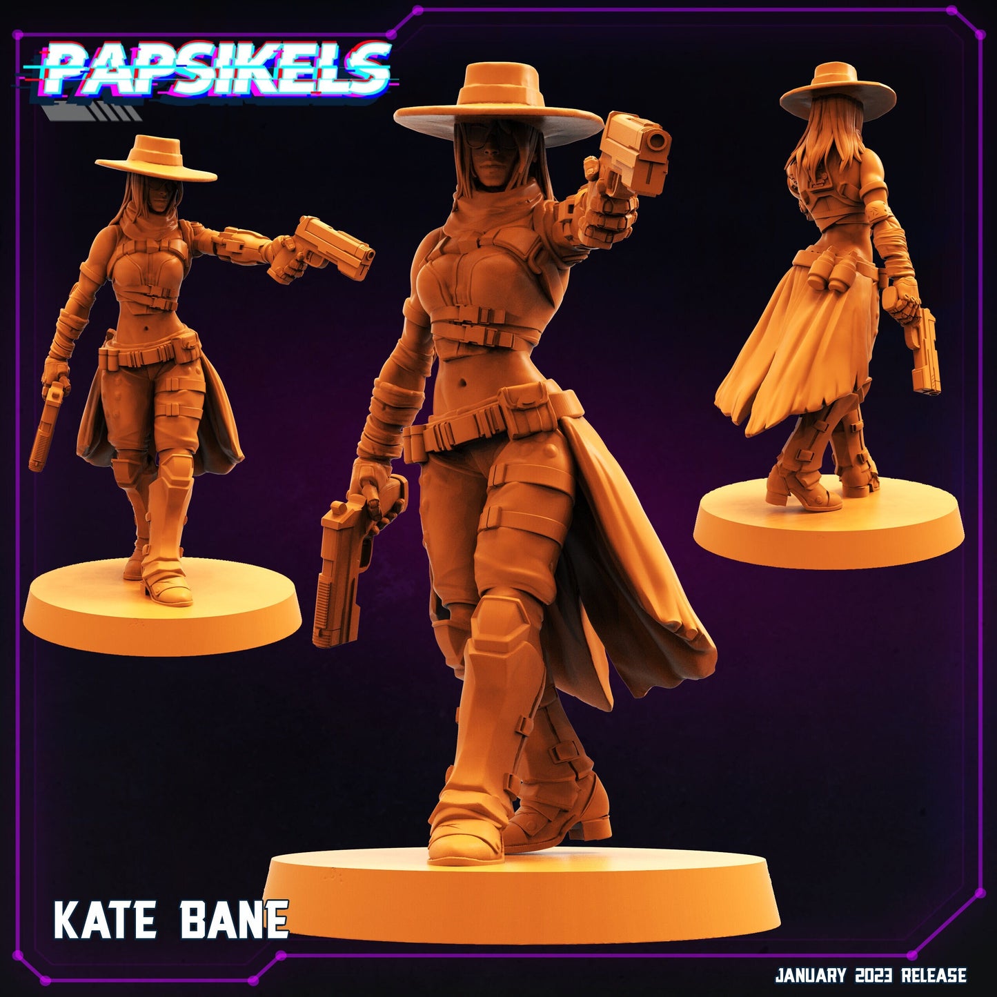 Kate Bane Female Bounty Hunter - 32mm Scale | Cyberpunk | Papsikels