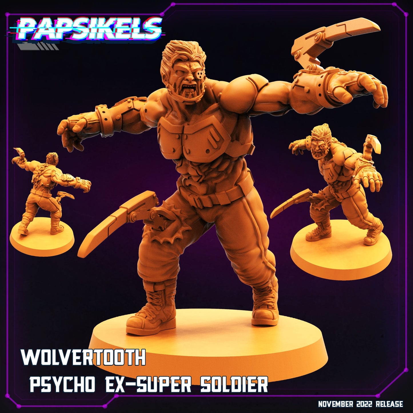 Wolvertooth Super Soldier - 32mm Scale Alien Miniature | Cyberpunk | Papsikels