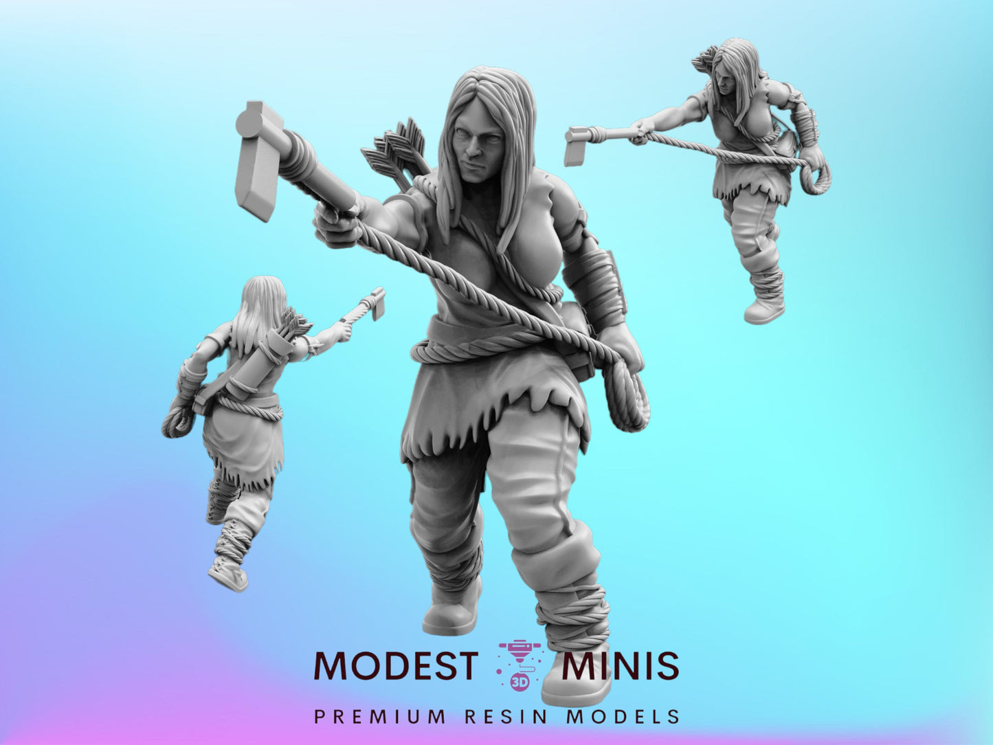 Young Comanche Hunter Woman - 32mm Scale Alien Miniature | RPG | Sci fi | Cyberpunk | Role Playing | DnD | Papsikel Skull Hunters