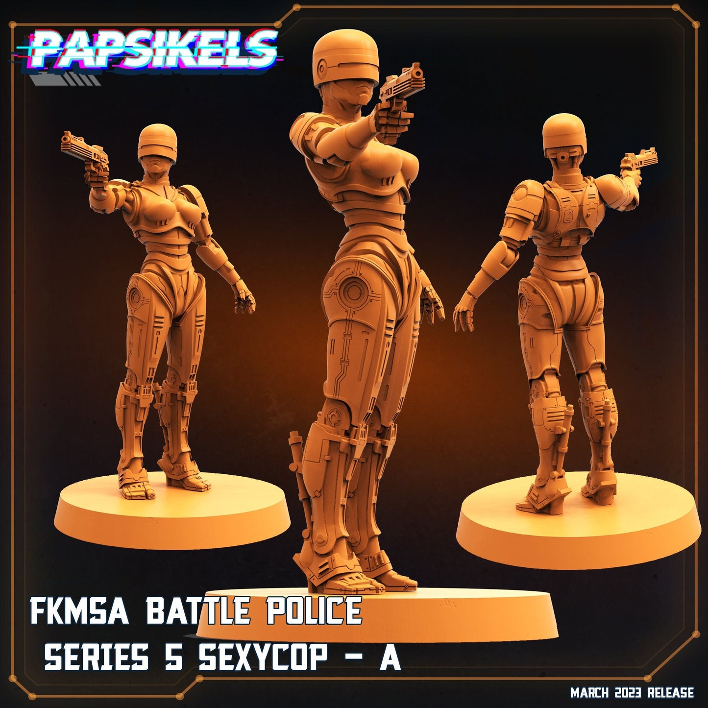 Series 5 Sexycop A Robot - 32mm Scale Miniature | RPG | Sci fi | Cyberpunk | Role Playing | Papsikel