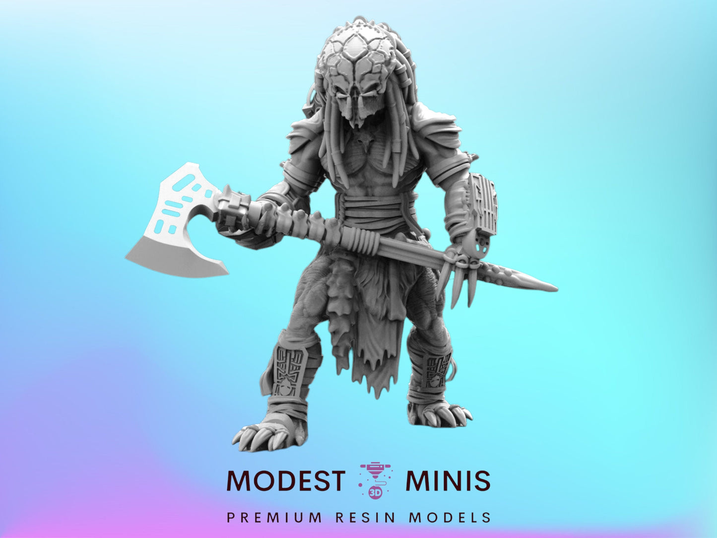 Feral Skull Hunter Berserker Bear - 32mm Scale Alien Miniature | RPG | Sci fi | Cyberpunk | Role Playing | DnD | Papsikel