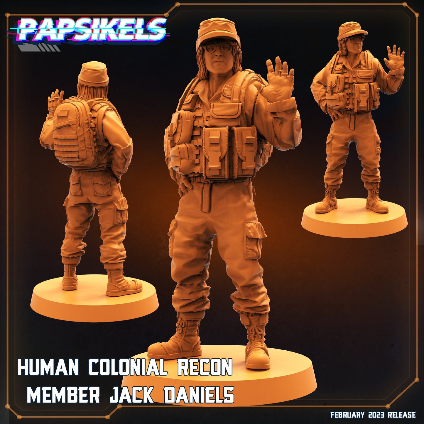 Jack Daniels Colonial Recon Member - Resin 3D Print Alien Miniature | RPG | Sci fi | Cyberpunk | Role Playing | DnD | Papsikel Star Entrance