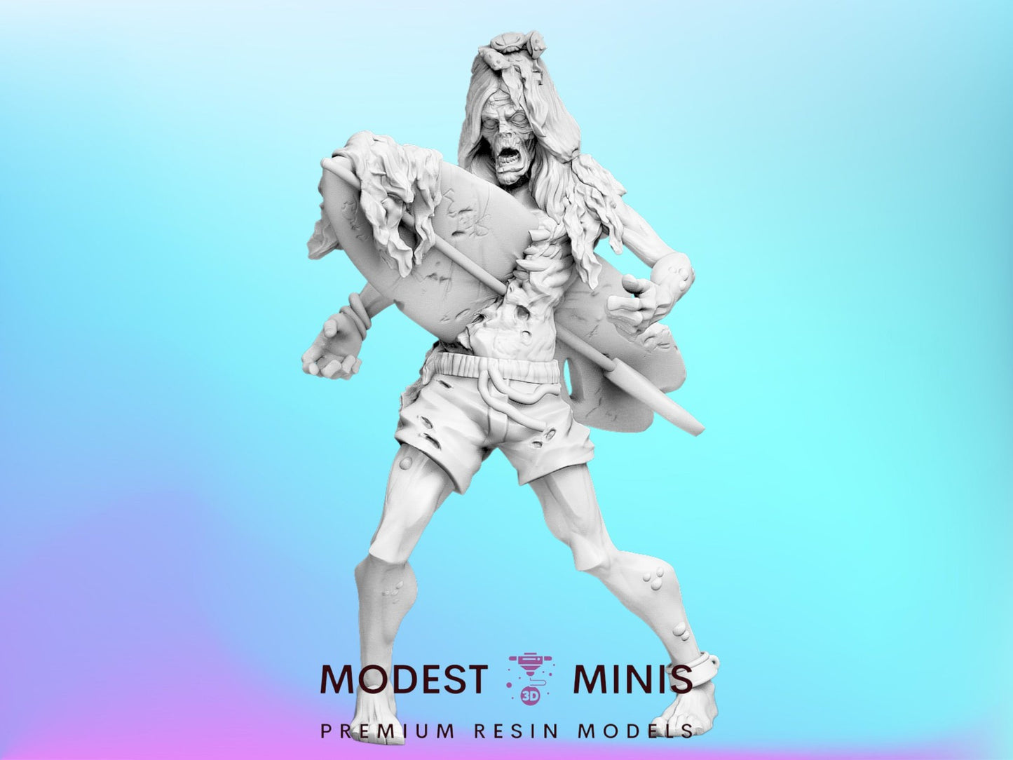 Zombie Surfer | 28mm - 100mm Scale Resin Mini | Zombicide Sunset Vaultz