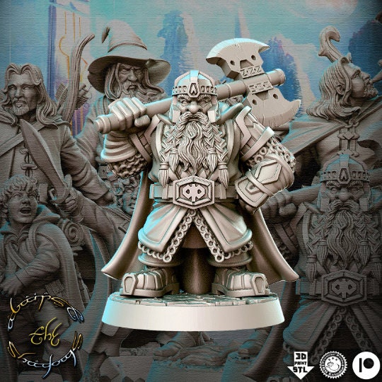 Dwarf Warrior Uddir - 32mm Scale DnD Miniature | Dungeons and Dragons | JRPG Mini - RN Estudio