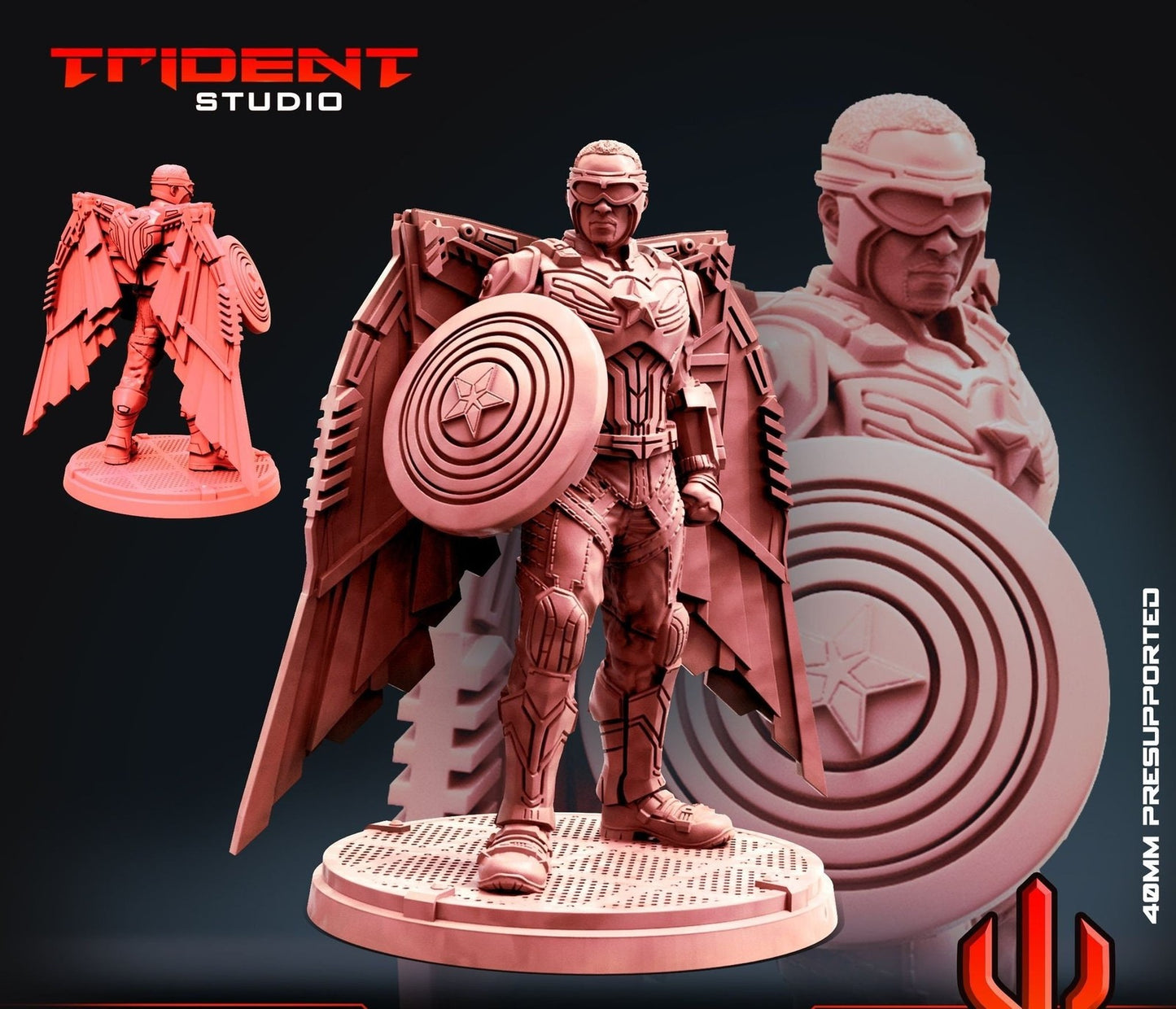Bird of Prey Standby - Captain America 40mm Miniature | Crisis Protocol Proxy | Trident