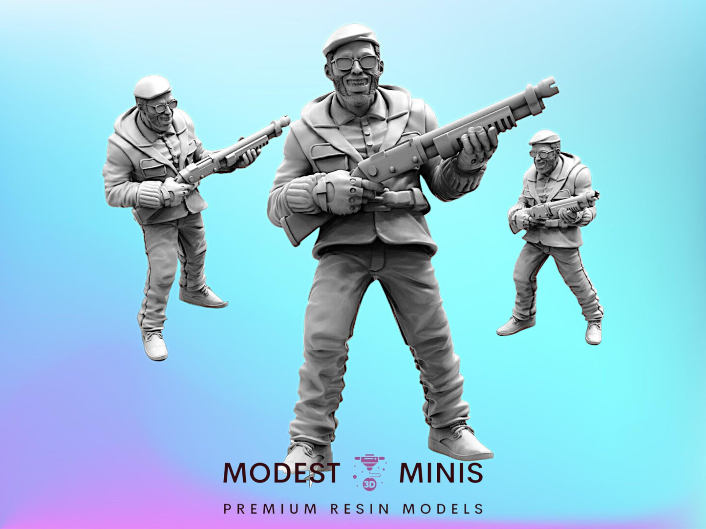 George Hestregan Corpo Cops Bank Robber - 32mm Scale Miniature | RPG | Sci fi | Cyberpunk | Role Playing | Papsikel