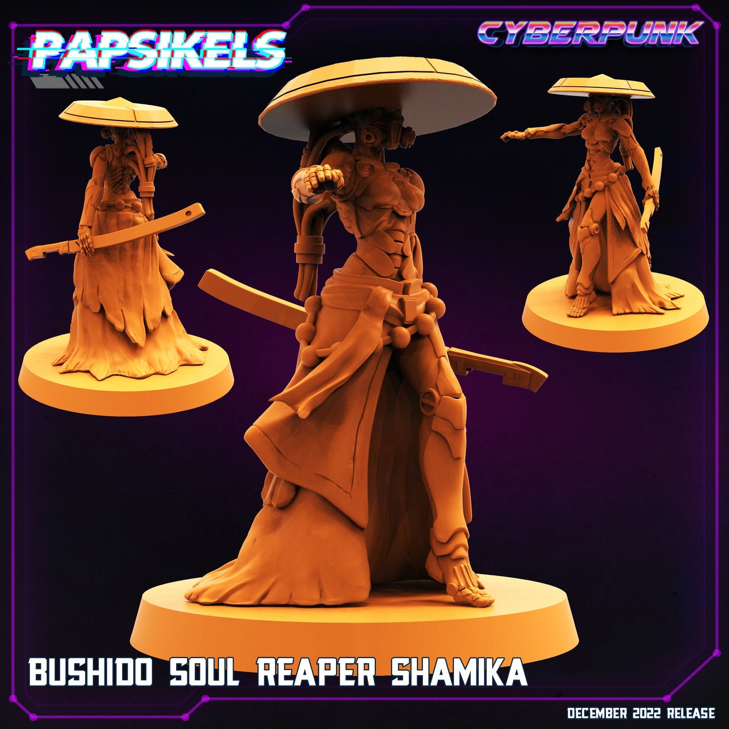 Bushido Soul Reaper Shamika Female - 32mm Scale Cyberpunk Mini | Batang City | Papsikels