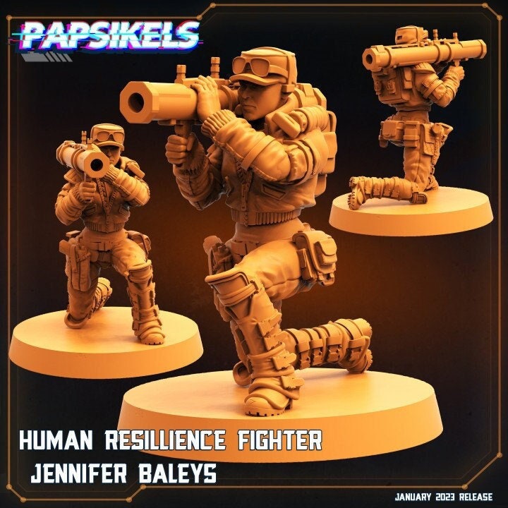 Resilience Fighter Jennifer Baleys - 32mm Scale Resistence | RPG | Sci fi | Cyberpunk | Role Playing | DnD | Papsikel