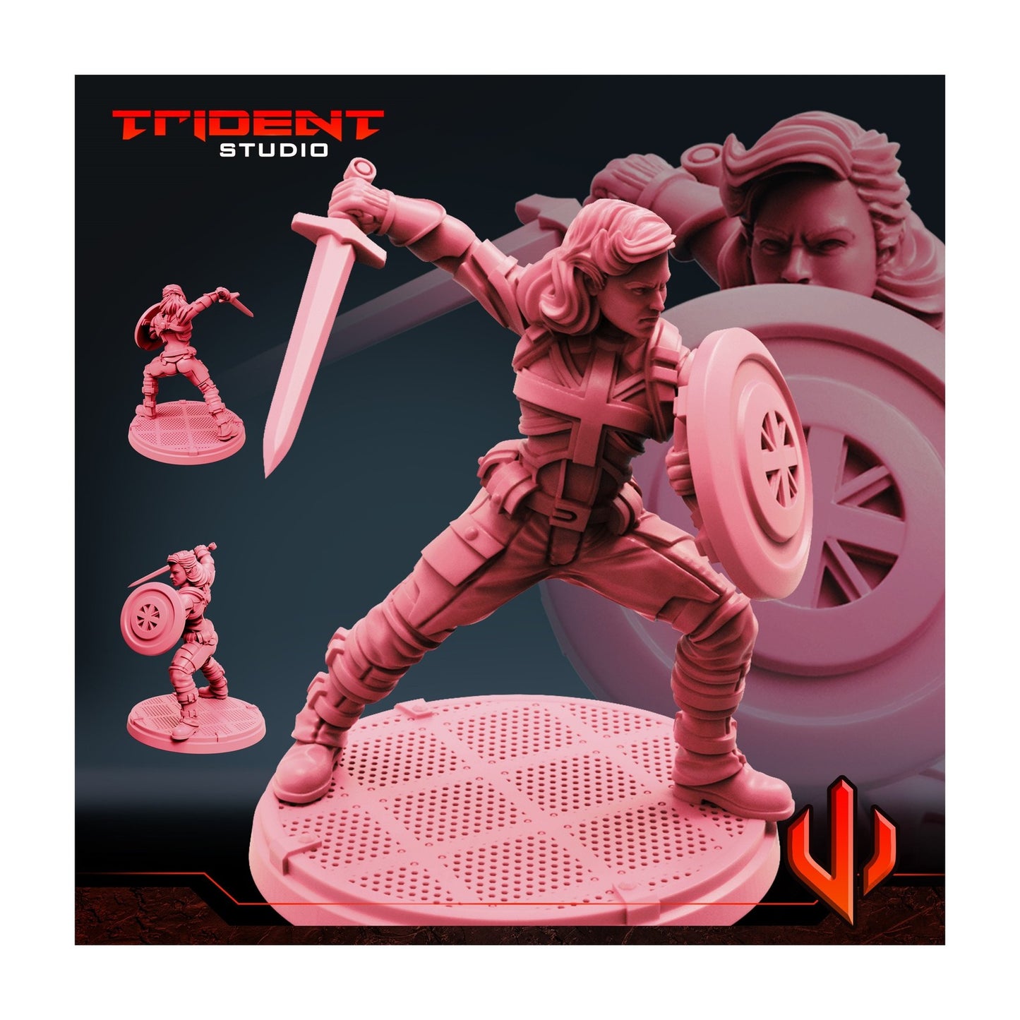 Captain Excalibur B - Captain Britain 40mm Miniature | Crisis Protocol Proxy | Trident