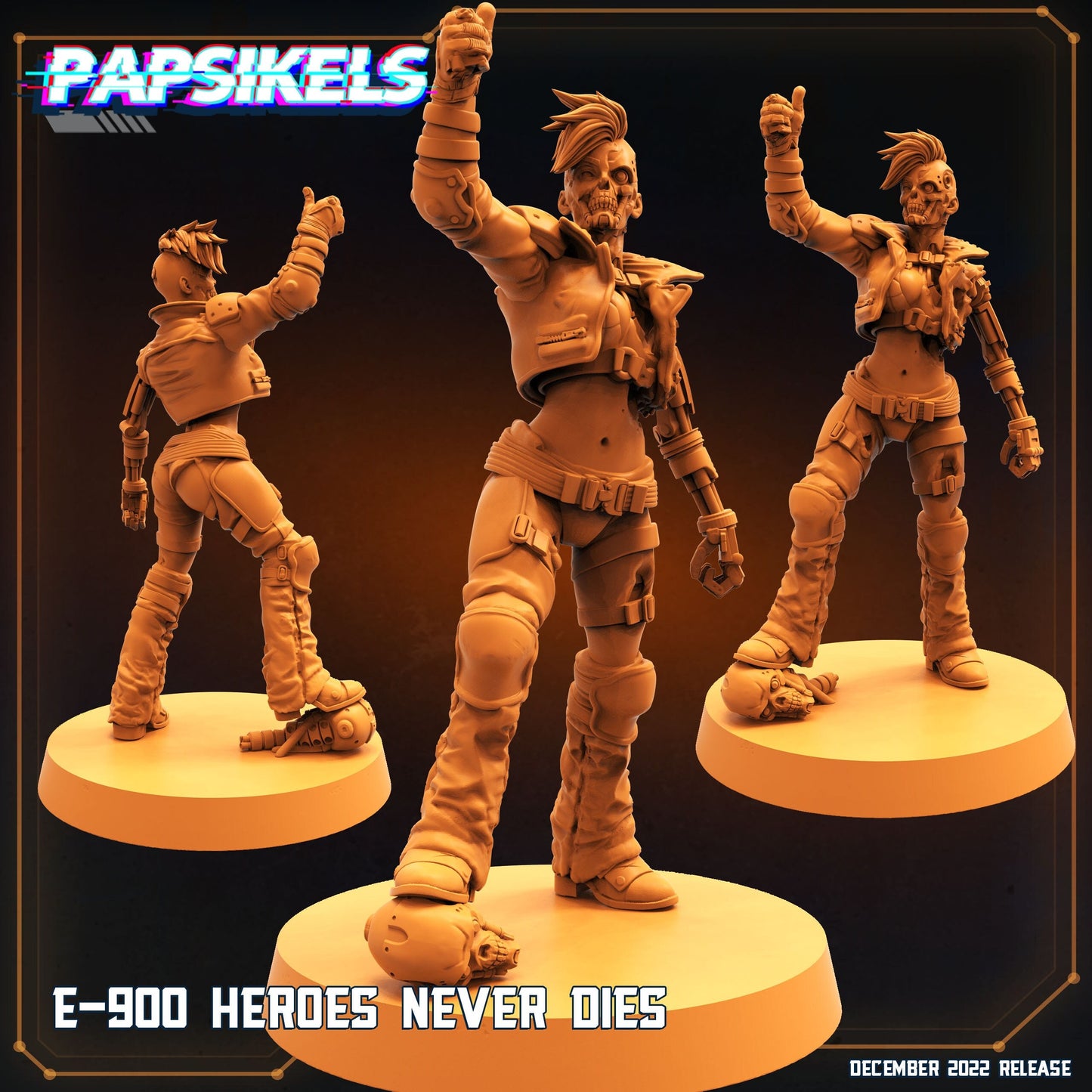 E-900 Heroes Never Die Female Cyborg - Resin 3D Print Alien Miniature | RPG | Sci fi | Cyberpunk | Role Playing | DnD | Papsikel