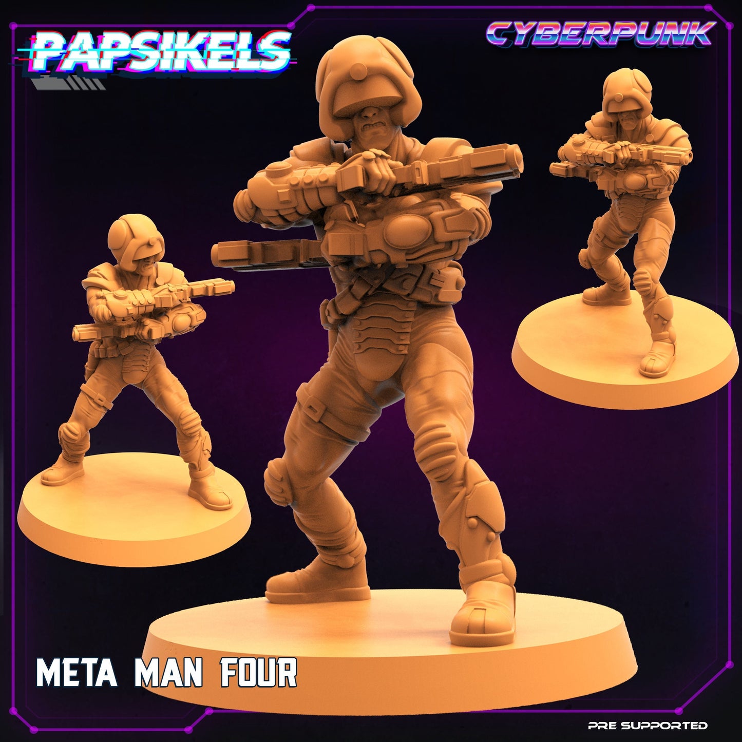 Cyberpunk Meta Man Four - 32mm Scale Alien Miniature | Batang City | Papsikels