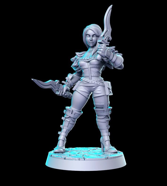 Dagger Female Assassin - 32mm Scale DnD Miniature | Dungeons and Dragons | JRPG Mini - RN Estudio