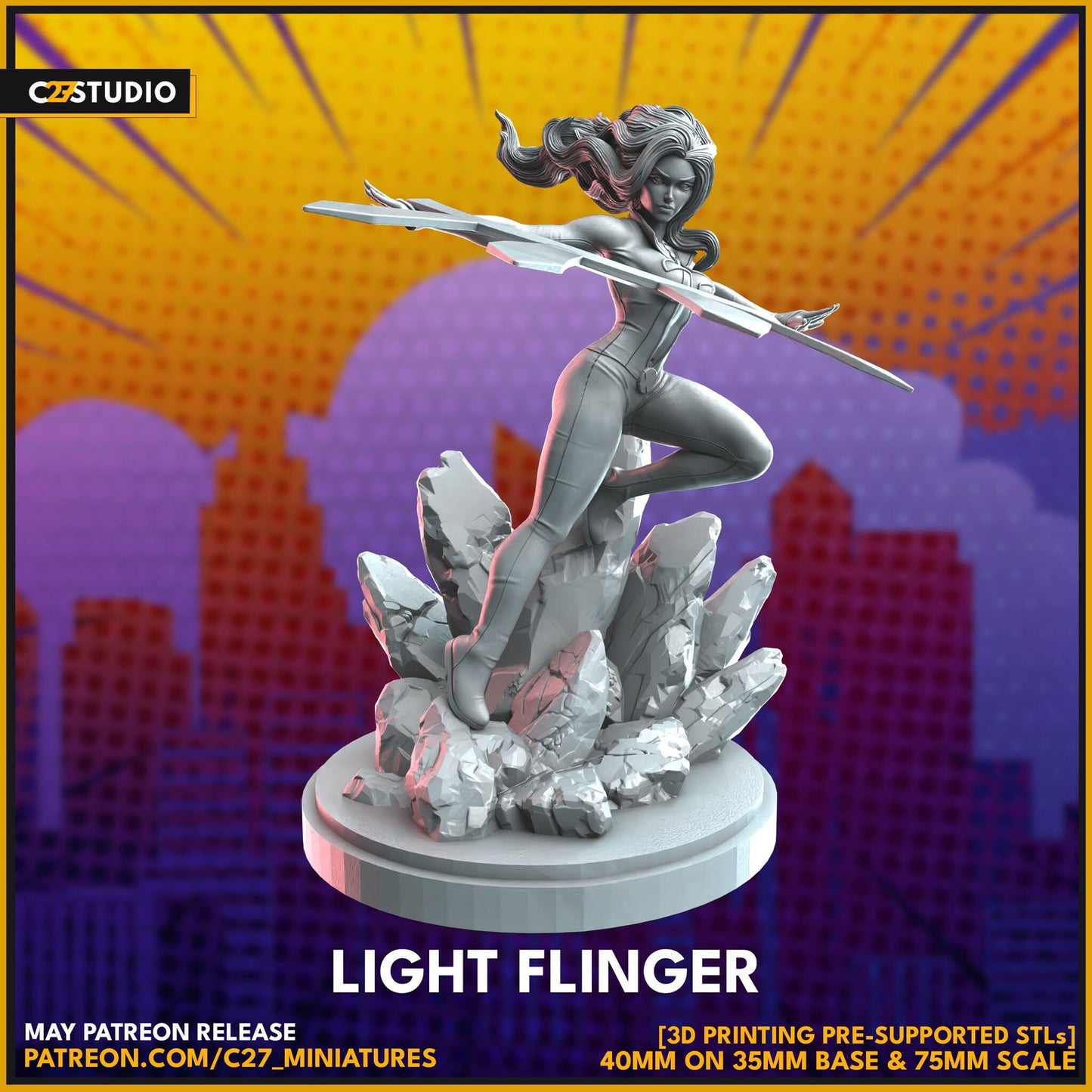 Light Flinger - 32mm - 40mm Mini | DnD Mini | Superhero | C27