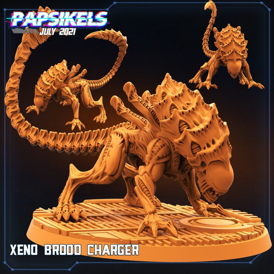 65mm Alien Xeno Brood Charger - 32mm Scale Alien Miniature | RPG | Sci fi | Cyberpunk | Role Playing | DnD | Papsikel