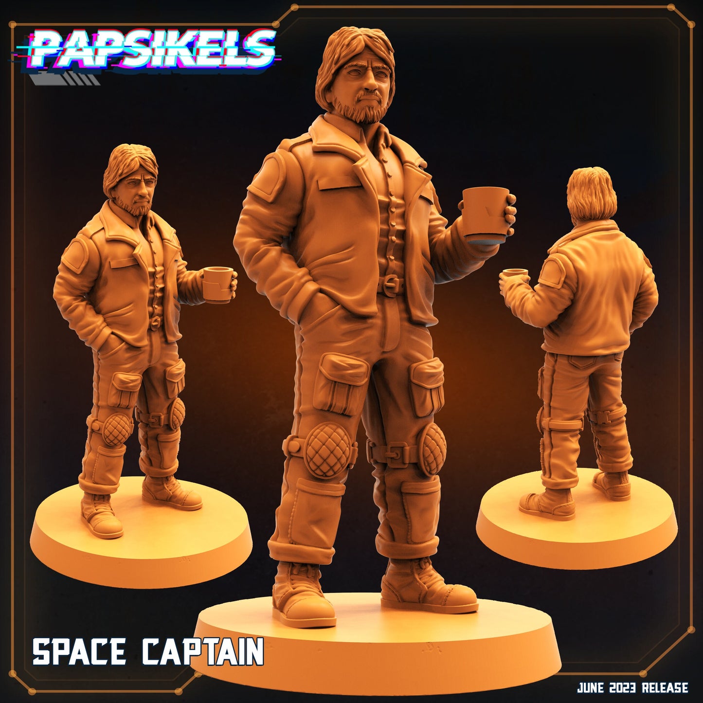 Space Captain - 32mm Scale Alien Miniature | RPG | Sci fi | Cyberpunk | Role Playing | DnD | Papsikel