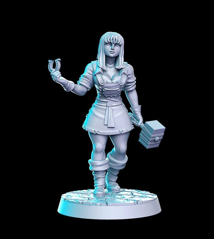Villager NPC Branda female blacksmith - 32mm Scale DnD Miniature | Dungeons and Dragons | JRPG Mini - RN Estudio