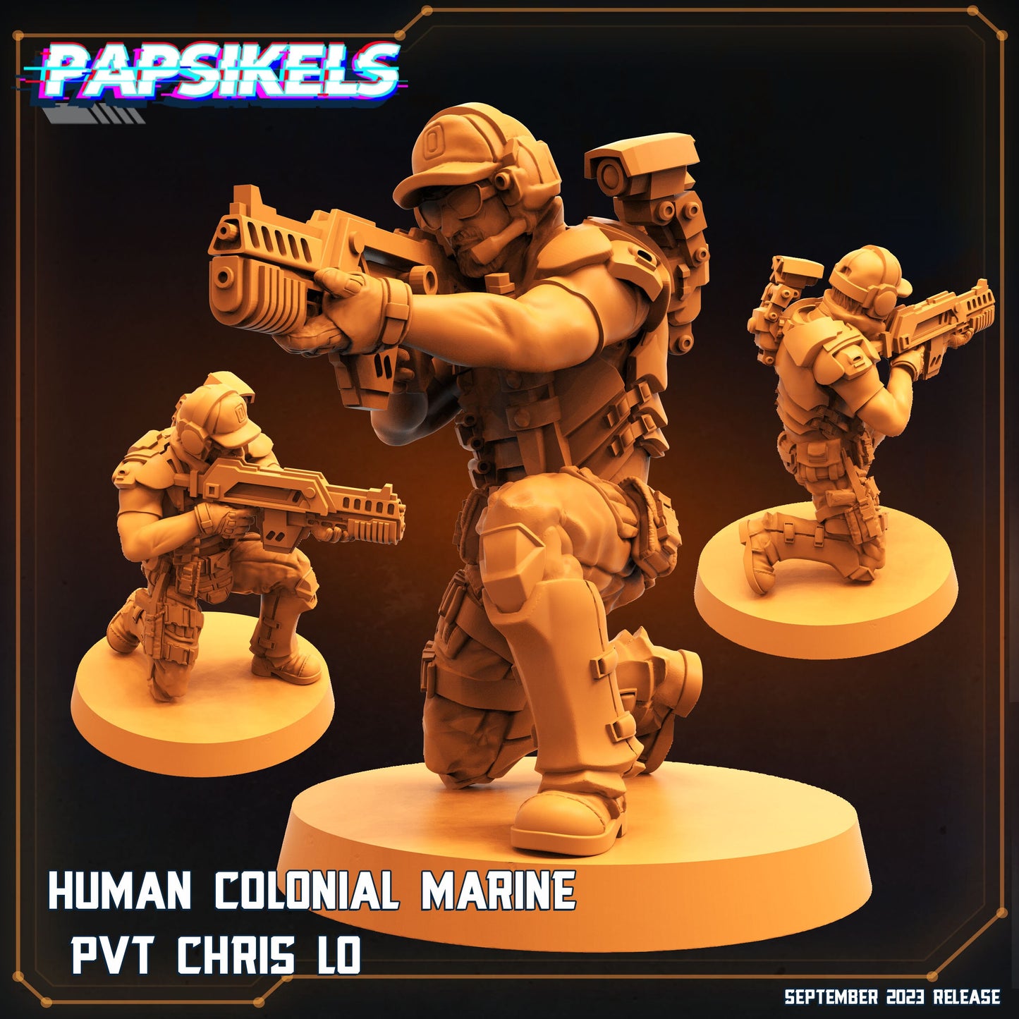Colonial Marine PVT Chris Lo - 32mm Scale Alien Miniature | RPG | Sci fi | Xeno | Role Playing | DnD | Papsikel