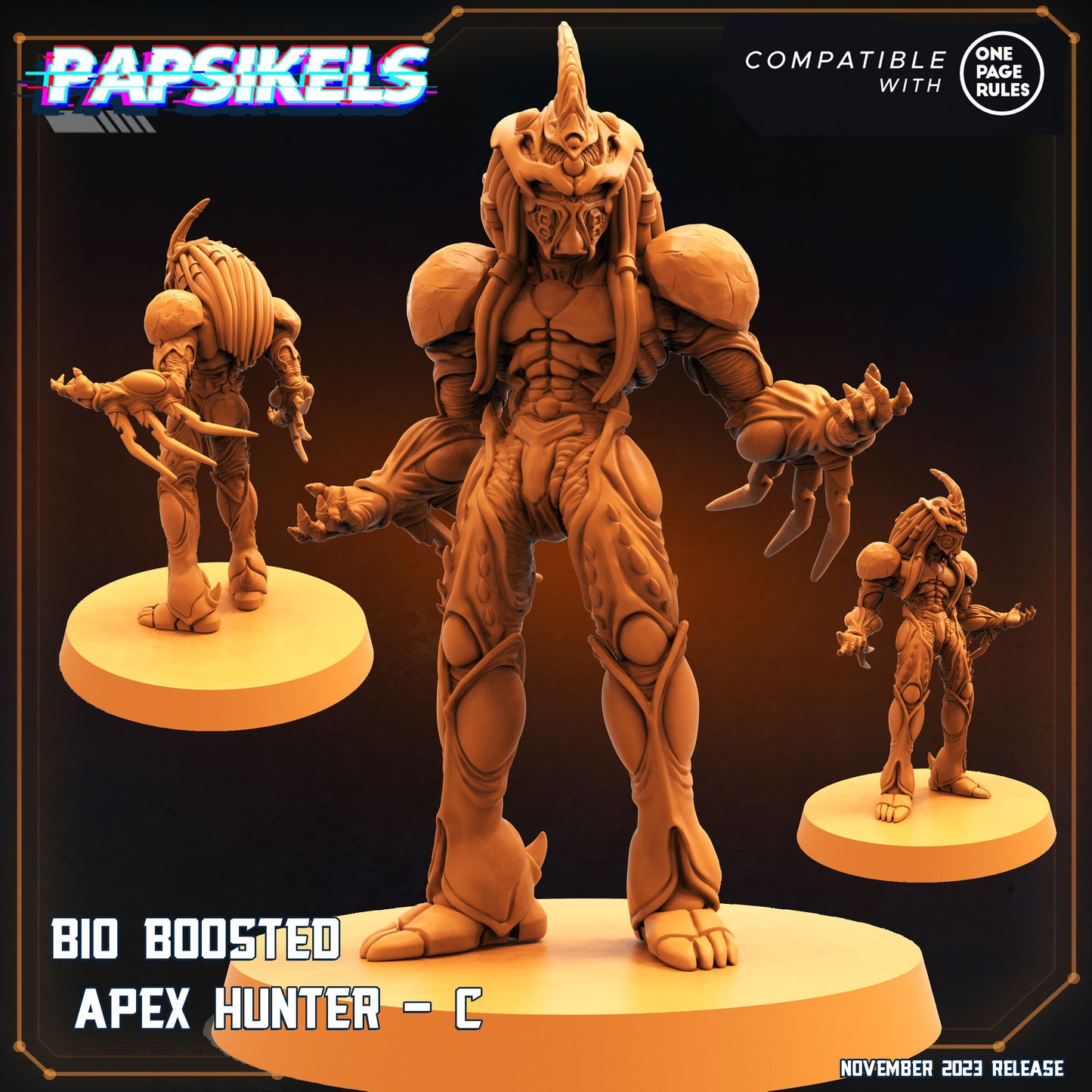 Bio Boosted Apex Skull Hunter - 32mm Scale Alien Miniature | RPG | Sci fi | Cyberpunk | Role Playing | DnD | Papsikel