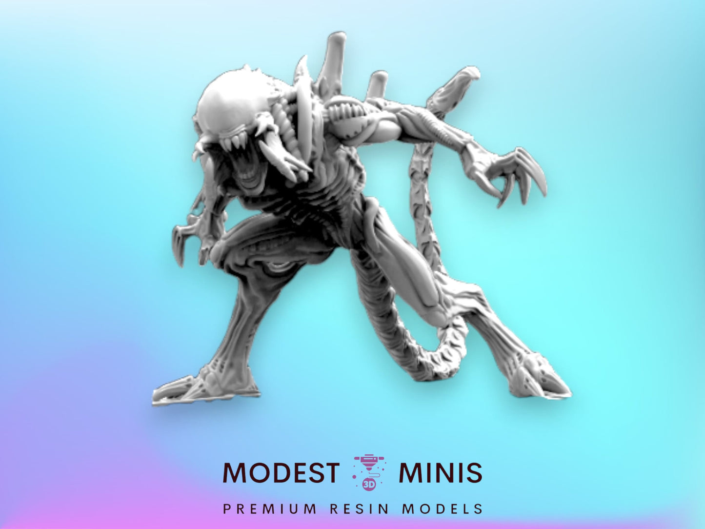 Skull Hunter Hybrid E - 32mm Scale Alien Miniature | RPG | Sci fi | Cyberpunk | Role Playing | DnD | Papsikel