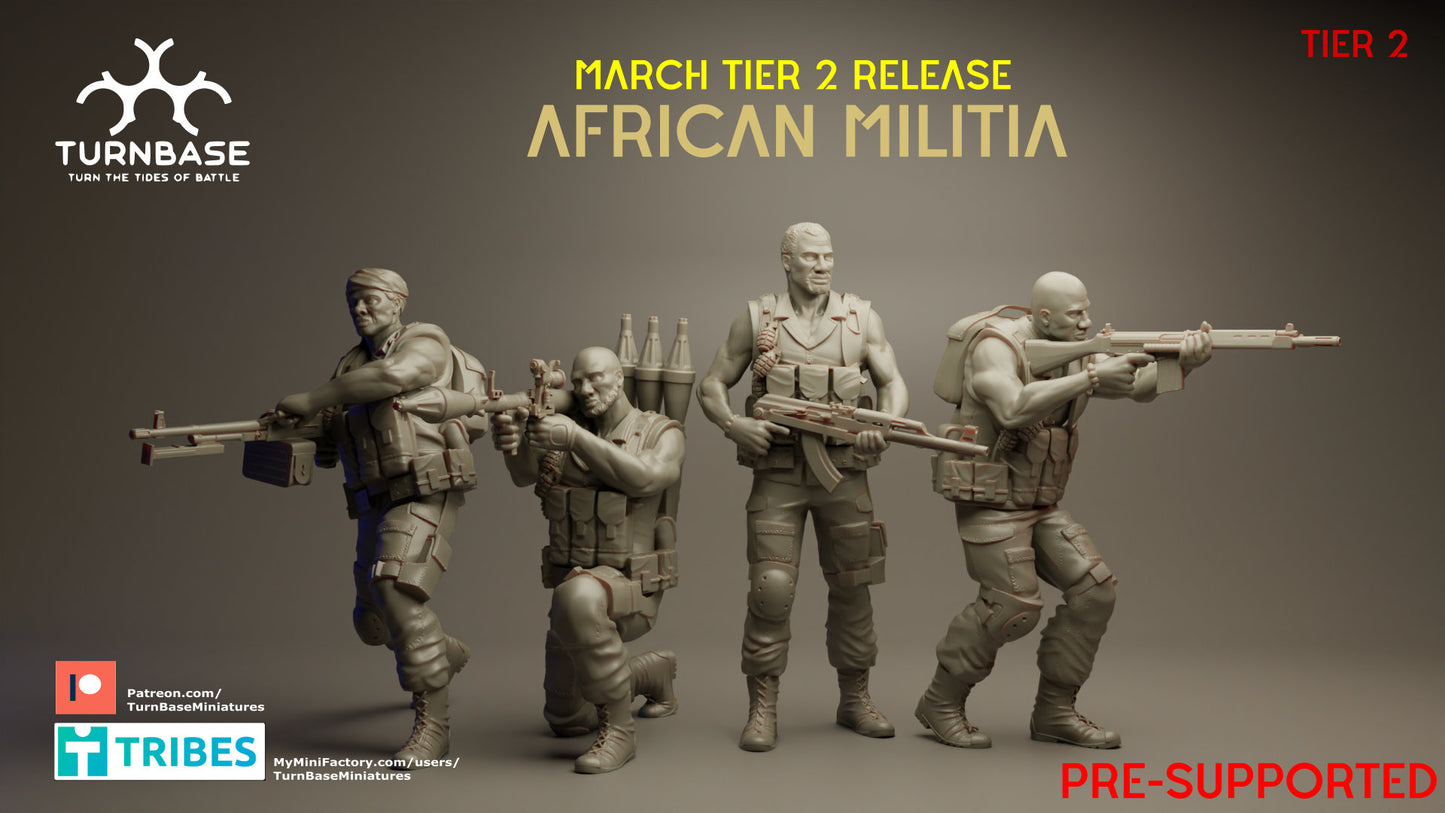 4pc African Militia - 28mm Scale Resin Military Miniature | Zona Alfa | Spectre Ops Mini