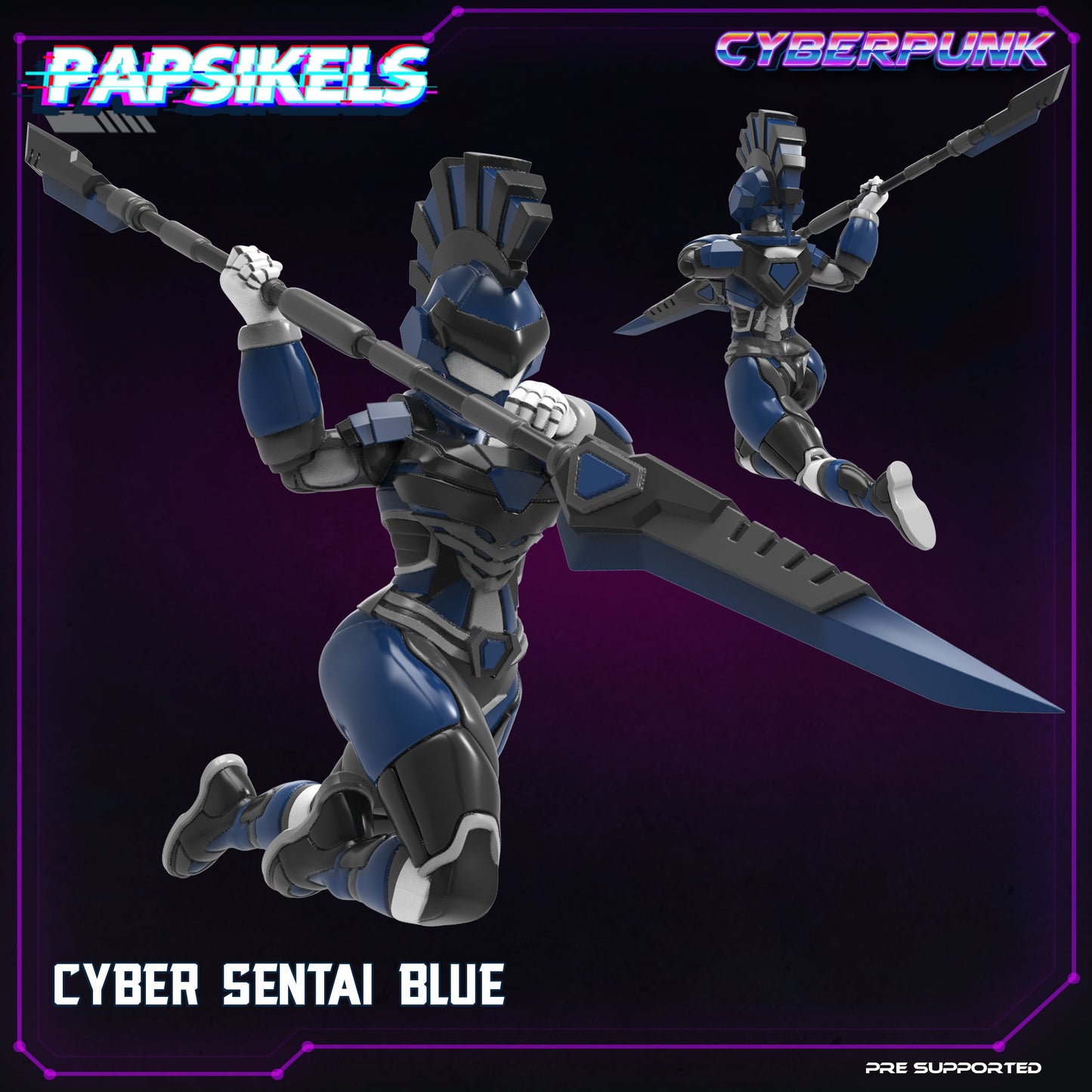 Cyber Sentai Blue - 32mm Scale Alien Miniature | Batang City | Papsikels