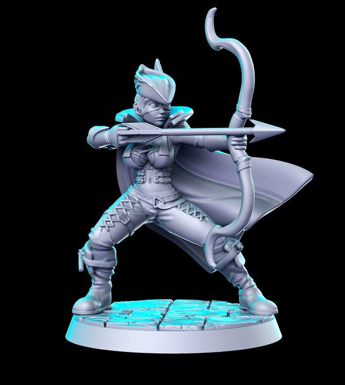 Robin Female Archer - 32mm Scale DnD Miniature | Dungeons and Dragons | JRPG Mini - RN Estudio