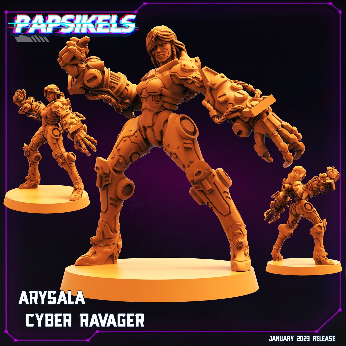 Arysala Female Cyber Ravager - 32mm Scale | Cyberpunk | Papsikels
