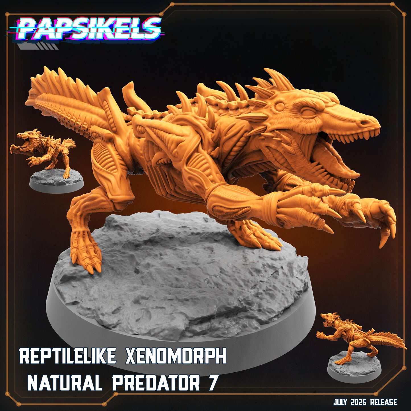 7pc Reptilelike Xeno Natural Predator Set - Resin 3D Print Alien Miniature | RPG | Sci fi | Cyberpunk | Role Playing | DnD | Papsikel