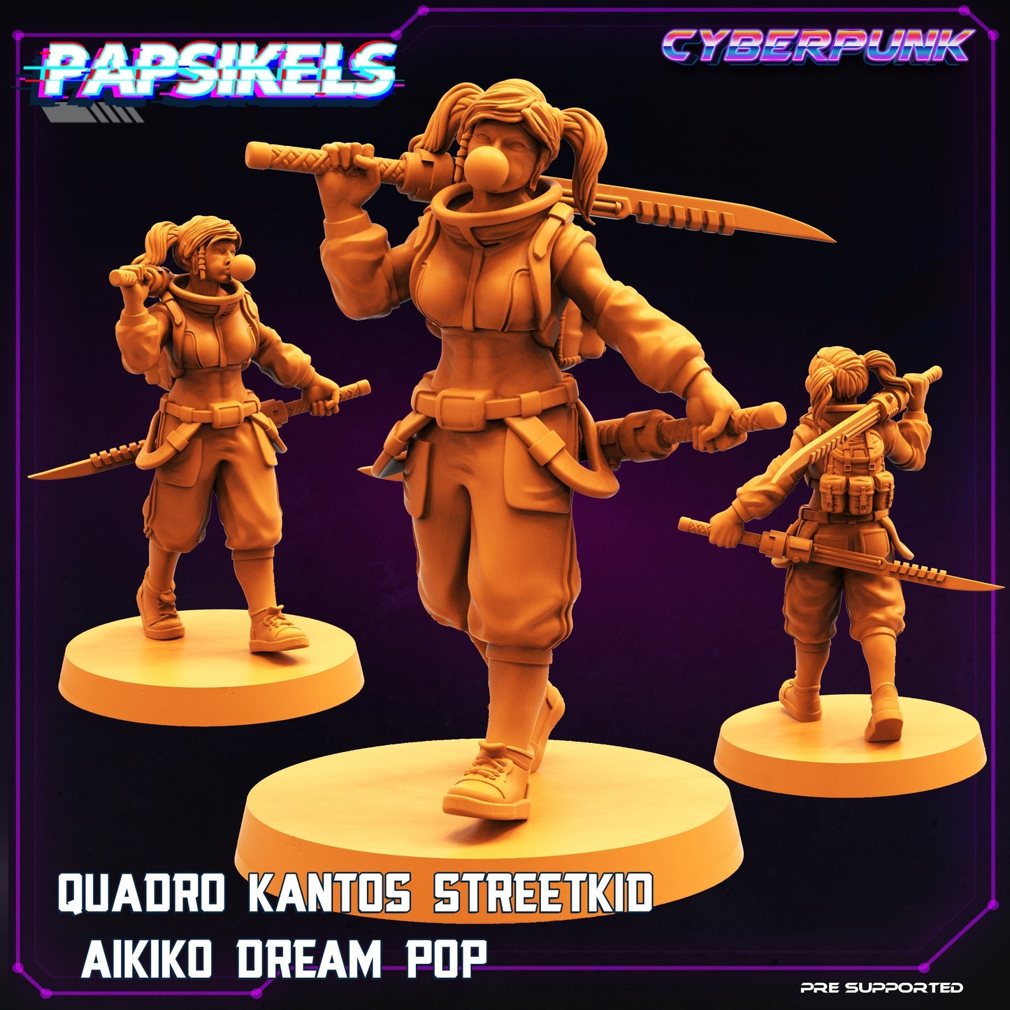 Quadro Female Streetkid Aikiko - 32mm Scale Alien Miniature | Law Upholders | Papsikels