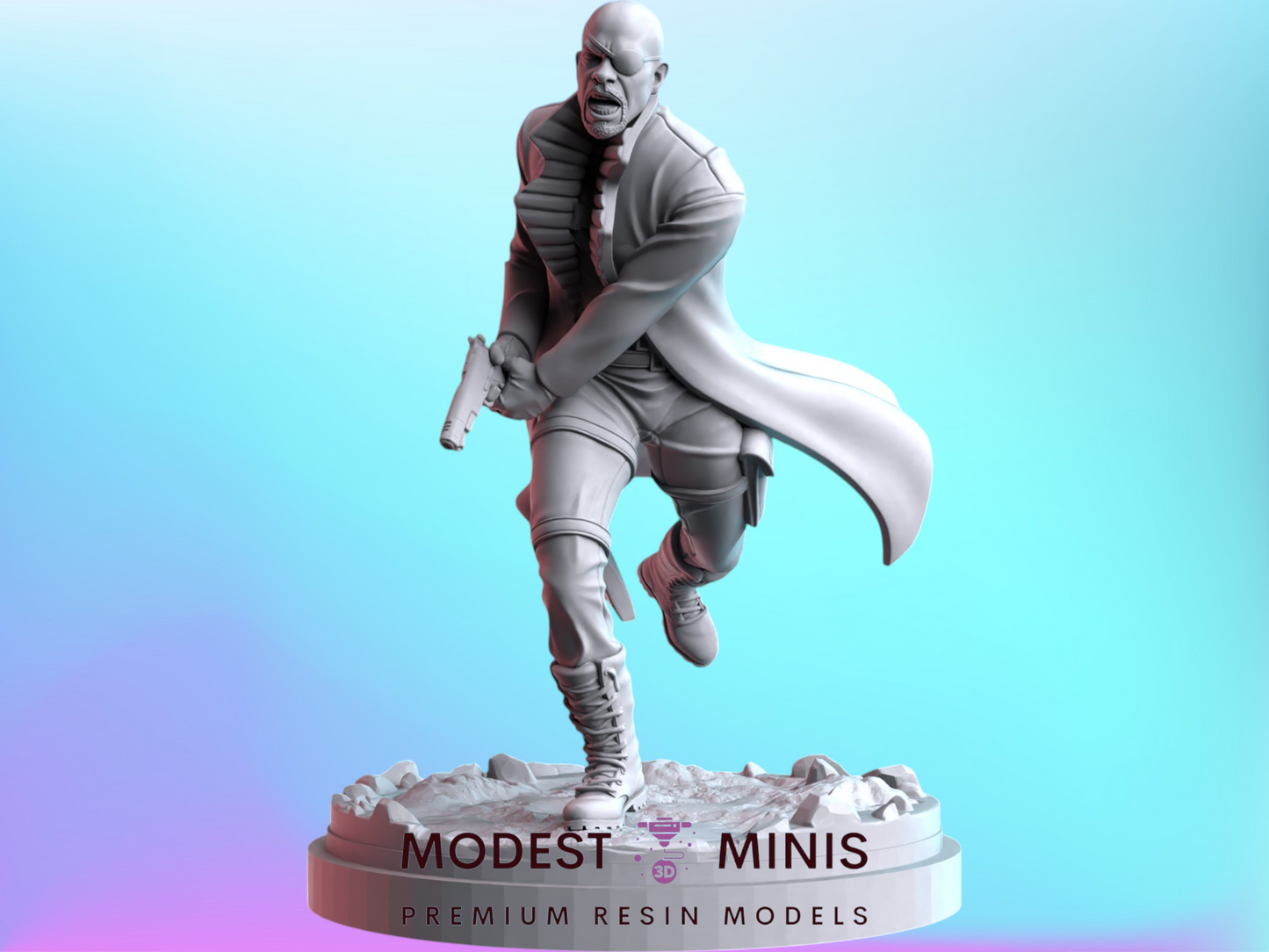 A 3D model of a character in a suit and tie, holding a gun and appearing to run or jump.