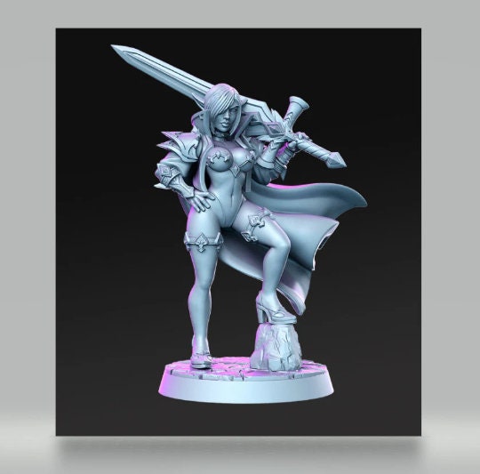Zeera Pinup Warrior - 32mm Scale DnD Miniature | Dungeons and Dragons | JRPG Mini - RN Estudio