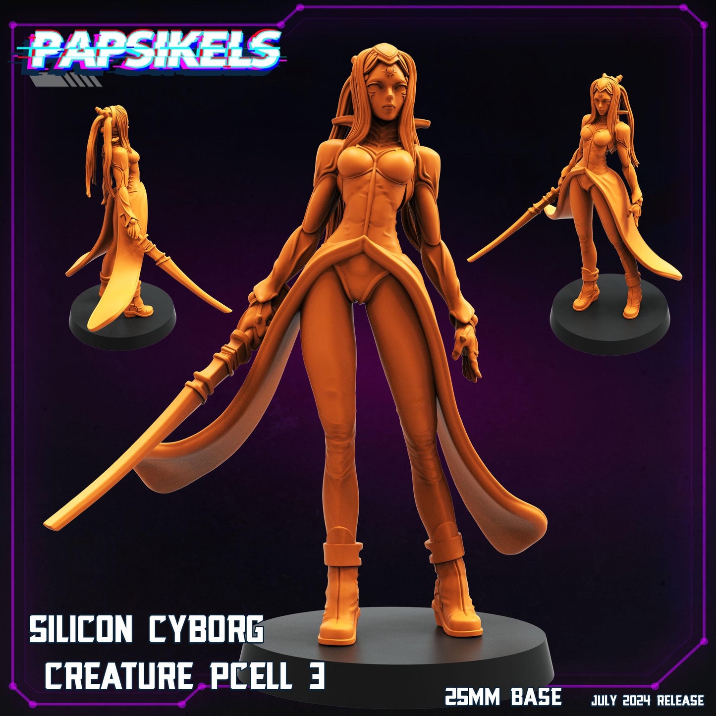 Silicon Cyborg Creature PCELL Females - Resin 3D Print Alien Miniature | RPG | Sci fi | Cyberpunk | Role Playing | DnD | Papsikel