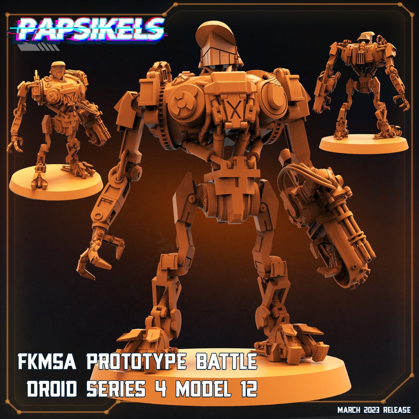 Prototype Droid Series 4 Model 12 - 32mm Scale Miniature | RPG | Sci fi | Cyberpunk | Role Playing | Papsikel