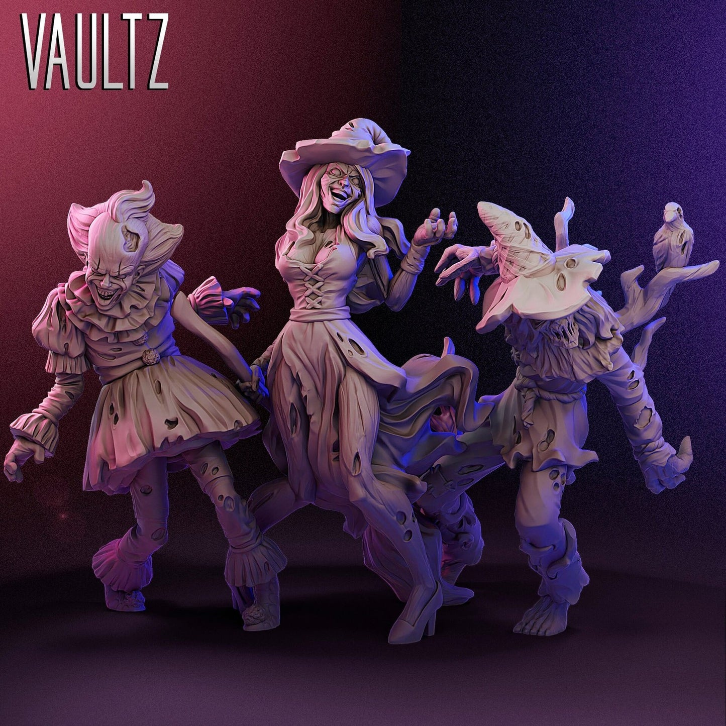 Clown Witch Scarecrow Zombies 28mm - 100mm Scale Resin Mini | Zombicide | Vaultz