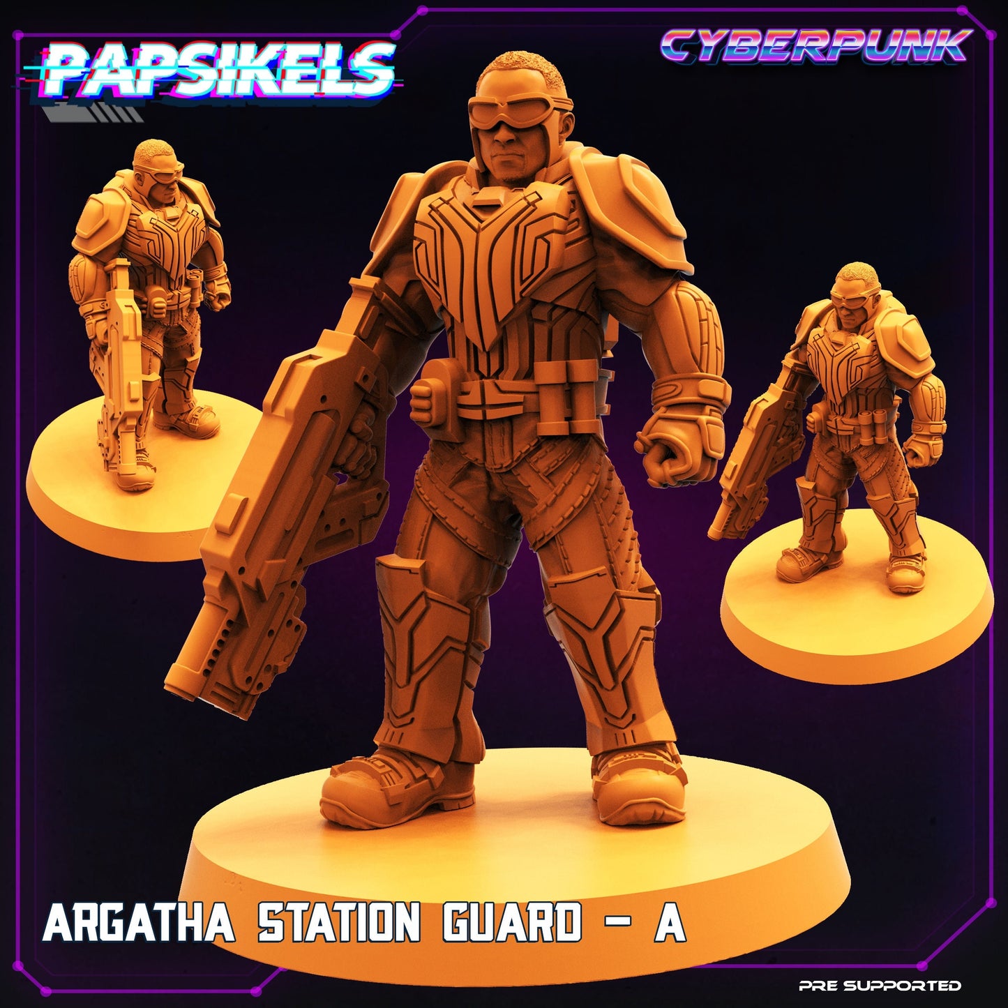 Argatha Station Guard A - Resin Scale Alien Miniature | Cyberpunk | Papsikels