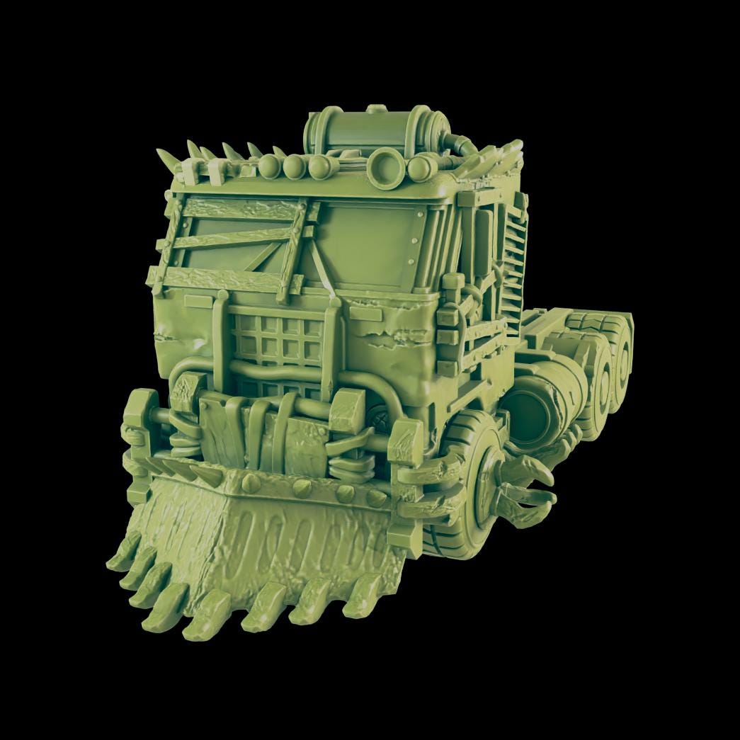 EC3D Badlands Semi Truck and Trailor | 28mm - 40mm Scale | Survivor Terrain | Fantasy Scatter | Sci Fi Terrain | EC3D Badlands