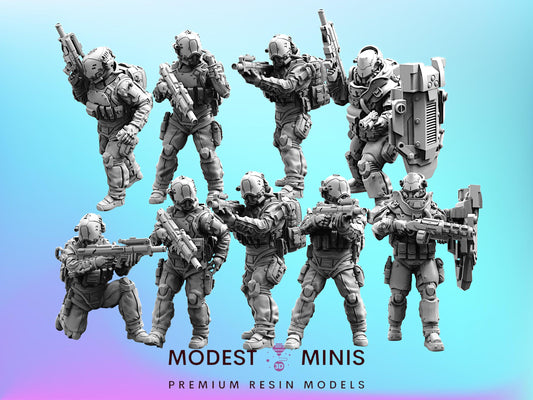 Trauma Troupe Assault Team - 28mm 32mm 40mm Scale Cyberpunk Mini  | Papsikels