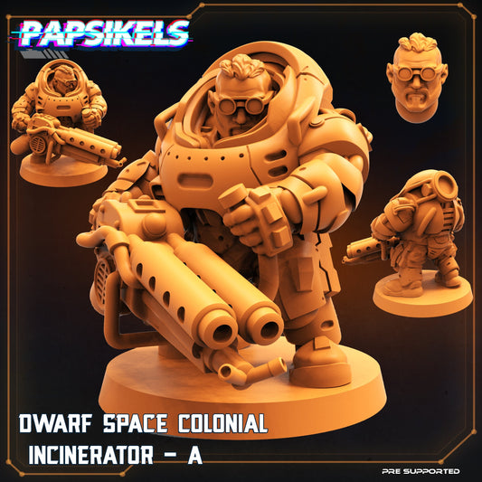 Space Dwarf Incinerator - 32mm Scale Alien Miniature | RPG | Sci fi | Cyberpunk | Role Playing | DnD | Papsikel