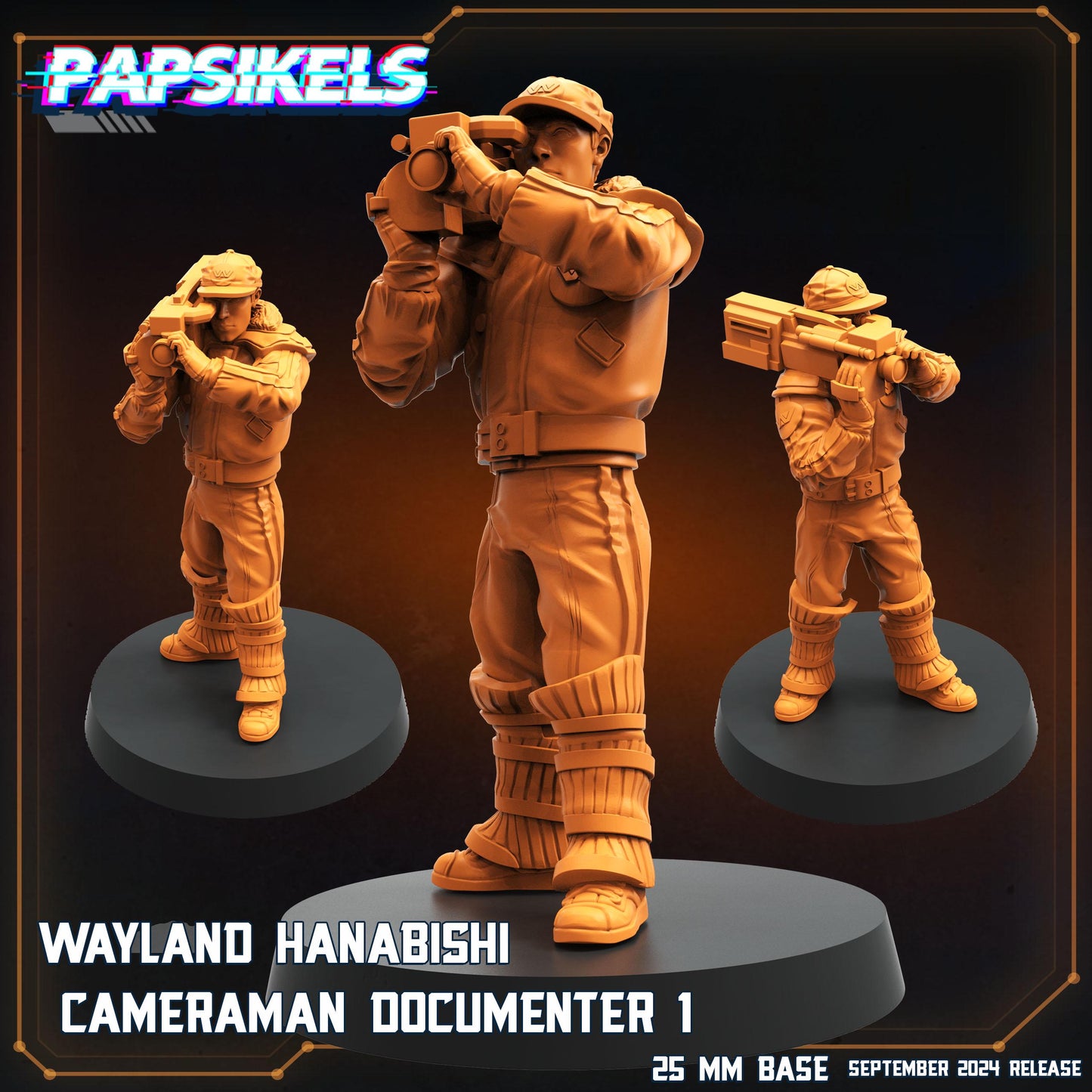 Hanabishi Camerman Documenter - 32mm Scale Alien Miniature | RPG | Sci fi | Cyberpunk | Role Playing | DnD | Papsikel