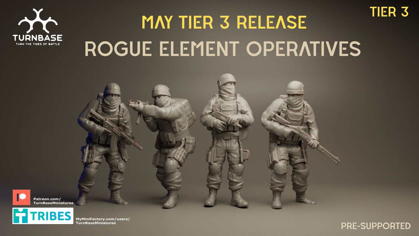 4pc Rogue Element Operatives - 28mm Scale Resin Military Miniature | Zona Alfa | Spectre Ops Mini