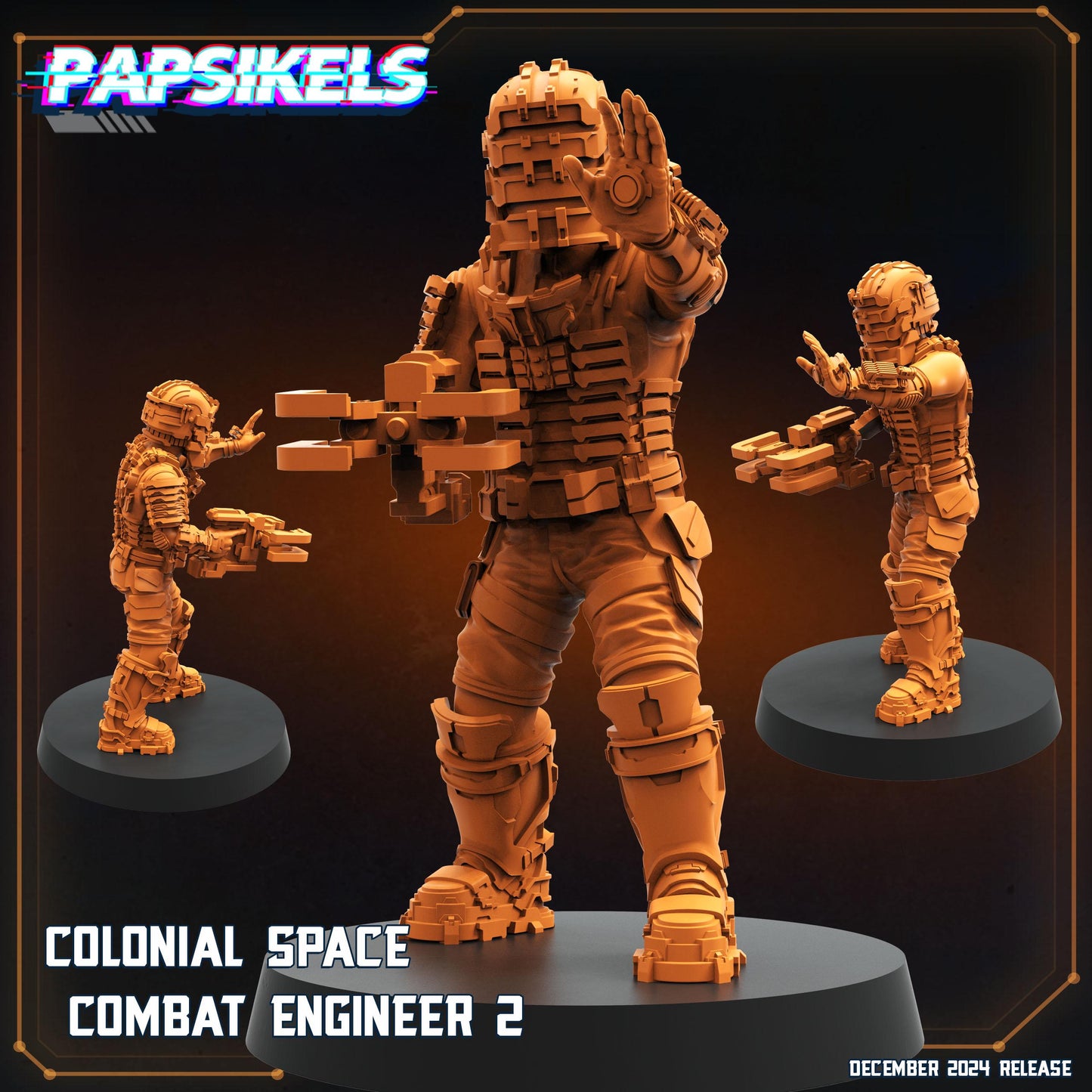 7pc Combat Engineer - 32mm Scale Cyberpunk Miniature | RPG | Sci fi | AvP | Role Playing | DnD | Papsikel