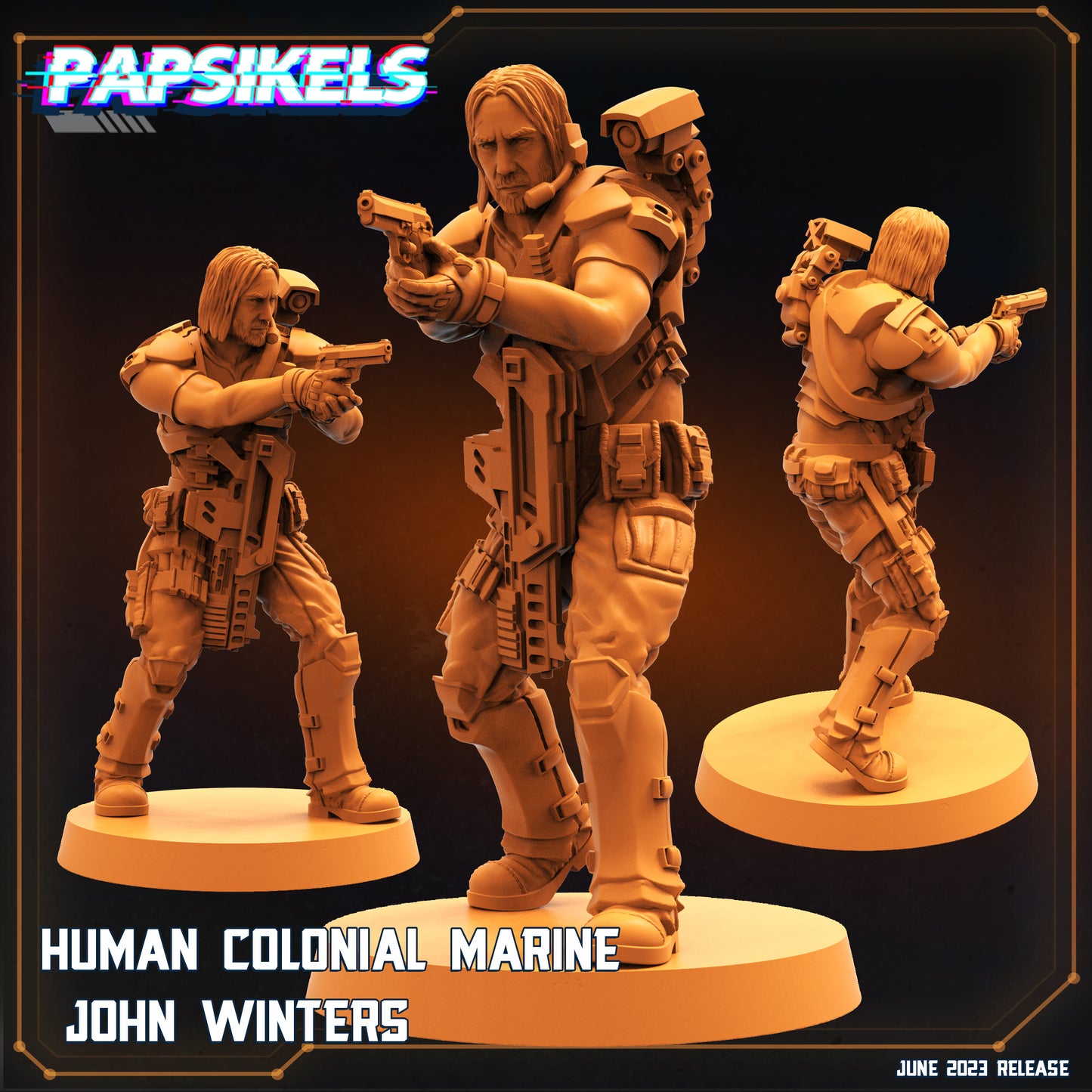 Colonial Marine John Winters - 32mm Scale Alien Miniature | RPG | Sci fi | Cyberpunk | Role Playing | DnD | Papsikel