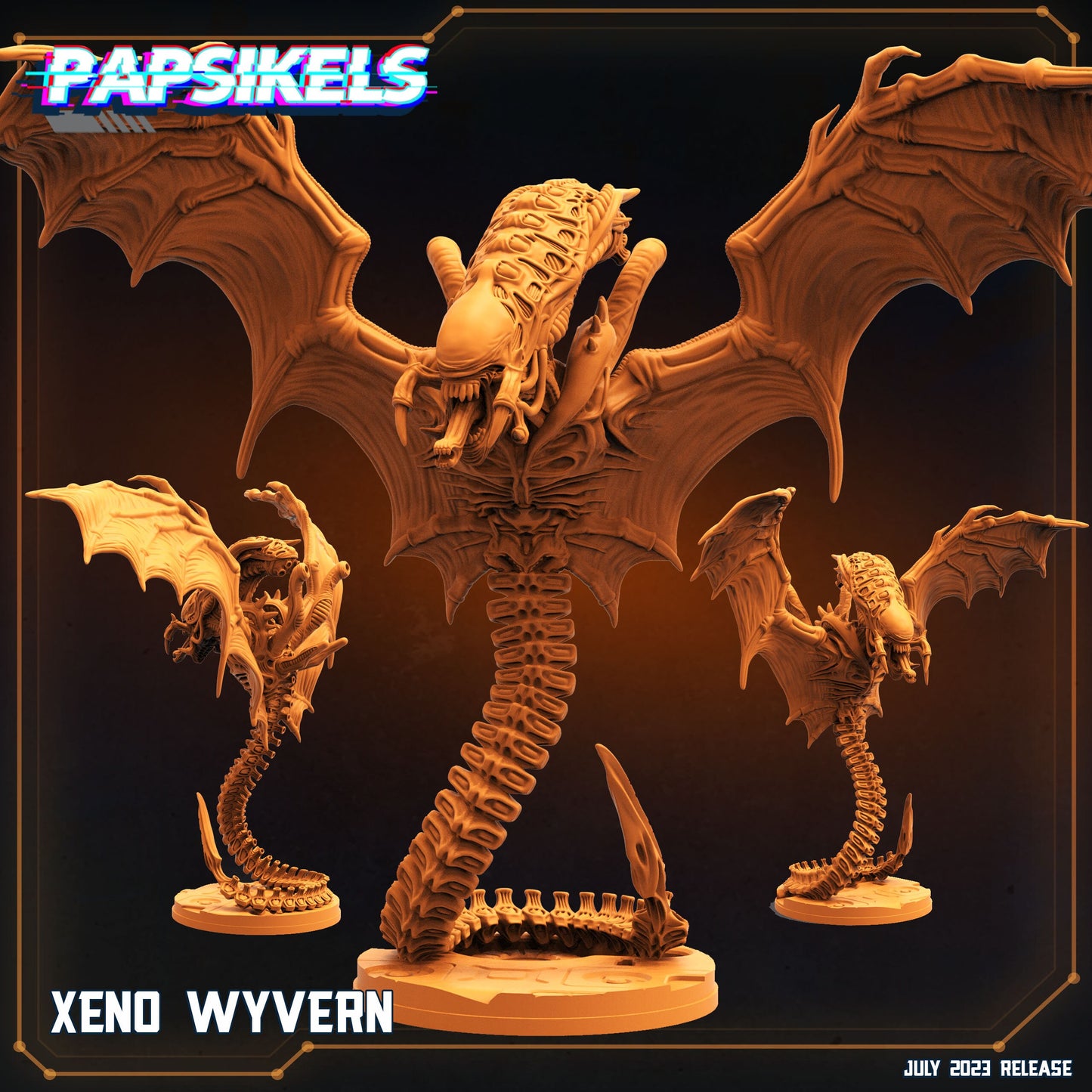 Xeno Wyvern - 32mm Scale Alien Miniature | RPG | Sci fi | Cyberpunk | Role Playing | DnD | Papsikel Xenowars