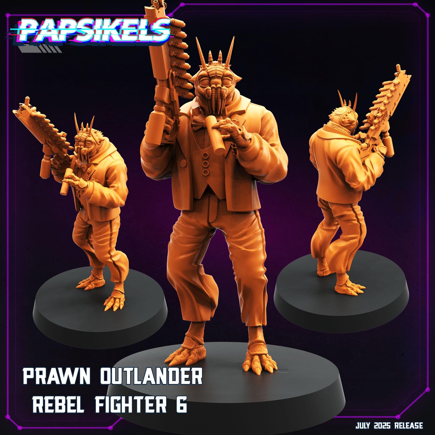 Prawn Outlander Rebel Figher 5-9 - 28mm 32mm 40mm Scale Cyberpunk Miniature  | Papsikels