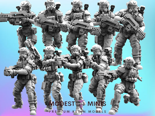 10pc Combat Medic Team - 32mm Scale Cyberpunk Miniature | RPG | Sci fi | AvP | Role Playing | DnD | Papsikel
