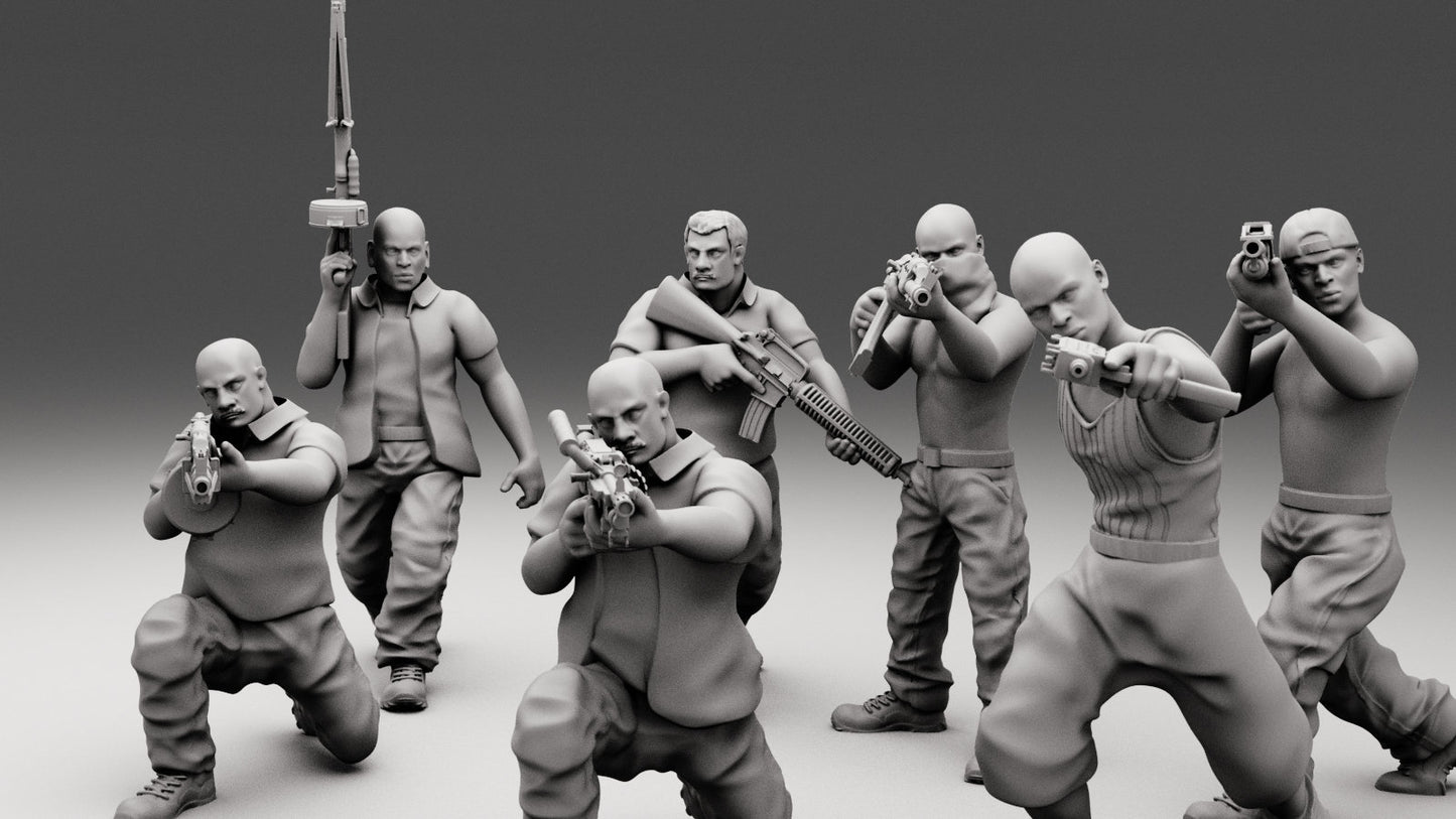 7pc Cartel Gang - 28mm Scale Resin Military Miniature | Zona Alfa | Spectre Ops Mini