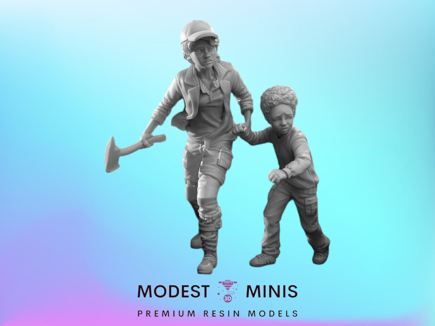 Survivors kids Claire and Arthur | 28mm 32mm | Zombicide | Vaultz