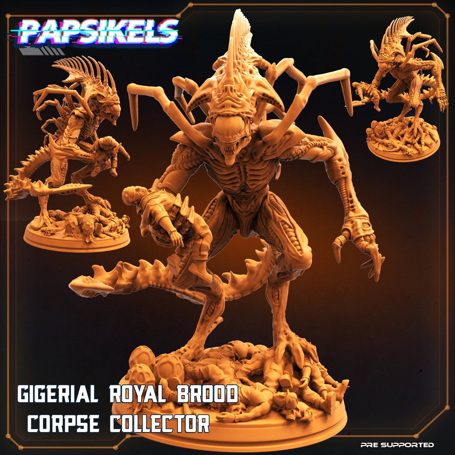 Alien Royal Brood Corpse Collector - 32mm Scale Alien Miniature | RPG | Sci fi | Cyberpunk | Role Playing | DnD | Papsikel